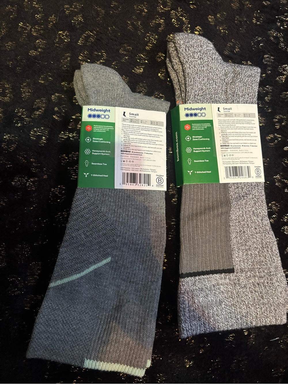 NWT 2 Pack Bombas Compression Socks - Gray & Mint - Picture 2 of 3